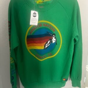 Aviator Nation Vibrant Green Crewneck Sweater